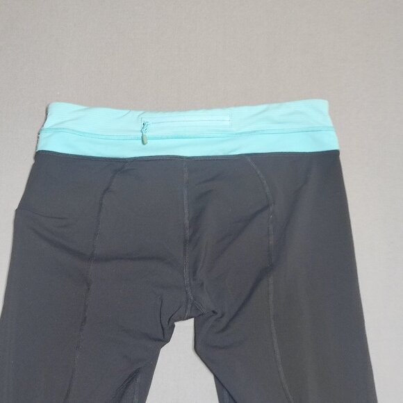 Lululemon Run Inspire Crop II pants women's sz 8 Black / Tonka Stripe Angle Blue - Picture 4 of 14